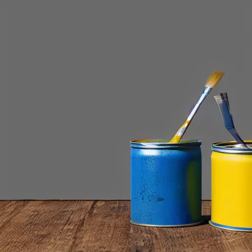 Prompt: can of paint, minimal, modern, solid colors, yellow