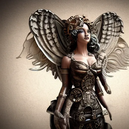 Prompt: steampunk angel, 8 k, shallow depth of field, 8 k, ultra high detail, concept art,