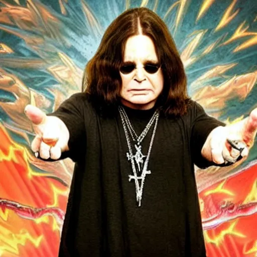 Image similar to ozzy osbourne has become a super saiyan