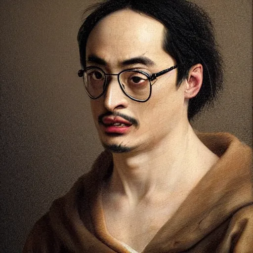 Image similar to A 17th century Baroque Painting of Filthy Frank, grainy, realistic, hyperrealistic, very realistic, very very realistic, highly detailed, very detailed, extremely detailed, detailed, digital art, trending on artstation, detailed face, very detailed face, very detailed face, realism, HD Quality, 8k resolution, intricate details, body and head in frame, painting, oil painting, trending on deviantart, Baroque Painting