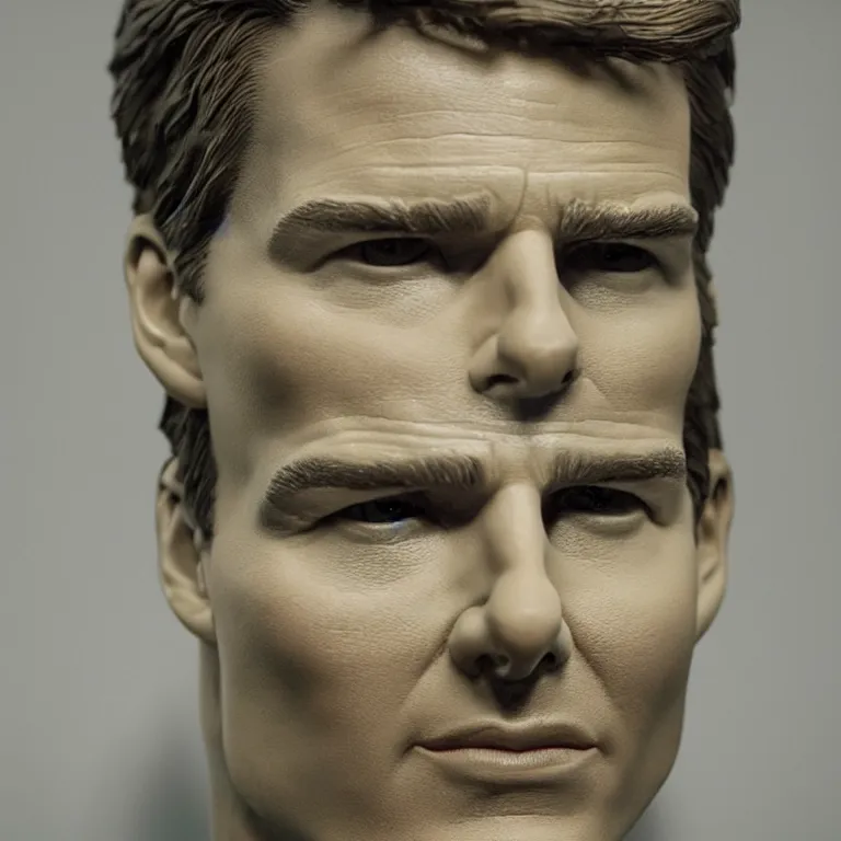 Prompt: studio photograph of hyperrealistic accurate portrait sculpture of tom cruise, beautiful symmetrical!! face accurate face detailed face realistic proportions, made of lime jello on a pedestal by ron mueck and matthew barney and greg rutkowski, hyperrealism cinematic lighting shocking detail 8 k