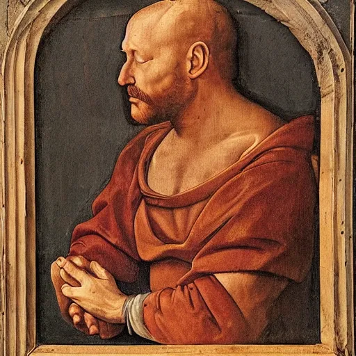 Image similar to man hitting the griddy in a renaissance style