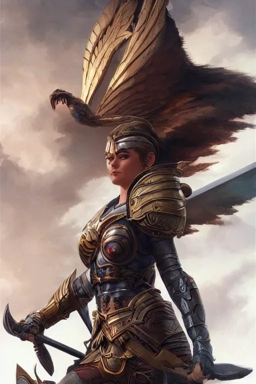 Image similar to amazon valkyrie athena, d & d, fantasy, portrait, highly detailed, headshot, digital painting, trending on artstation, concept art, sharp focus, illustration, art by artgerm and greg rutkowski and magali villeneuve