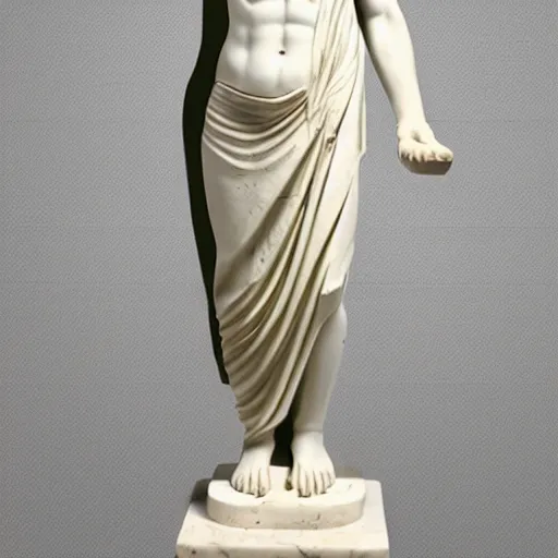 Image similar to greek marble statue of a nekomimi prophet wearing clothes, masterwork sculpture