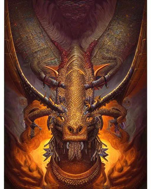 Image similar to digital painting of amaru, incan dragon god of wisdom, by filipe pagliuso and justin gerard, symmetric, fantasy, highly detailed, intricate, sharp focus, tarot card