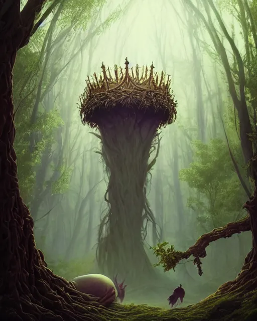 Prompt: highly detailed surreal vfx portrait of a cursed crown in a shadowy forest by a willow tree, stephen bliss, unreal engine, greg rutkowski, loish, rhads, beeple, makoto shinkai and lois van baarle, ilya kuvshinov, rossdraws, tom bagshaw, alphonse mucha, global illumination, detailed and intricate environment