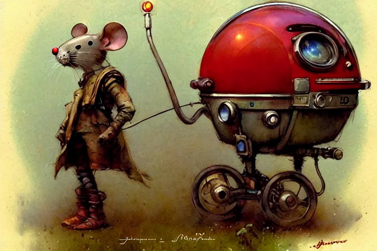 Image similar to adventurer ( ( ( ( ( 1 9 5 0 s retro future robot mouse jukebox wagon house. muted colors. ) ) ) ) ) by jean baptiste monge!!!!!!!!!!!!!!!!!!!!!!!!! chrome red