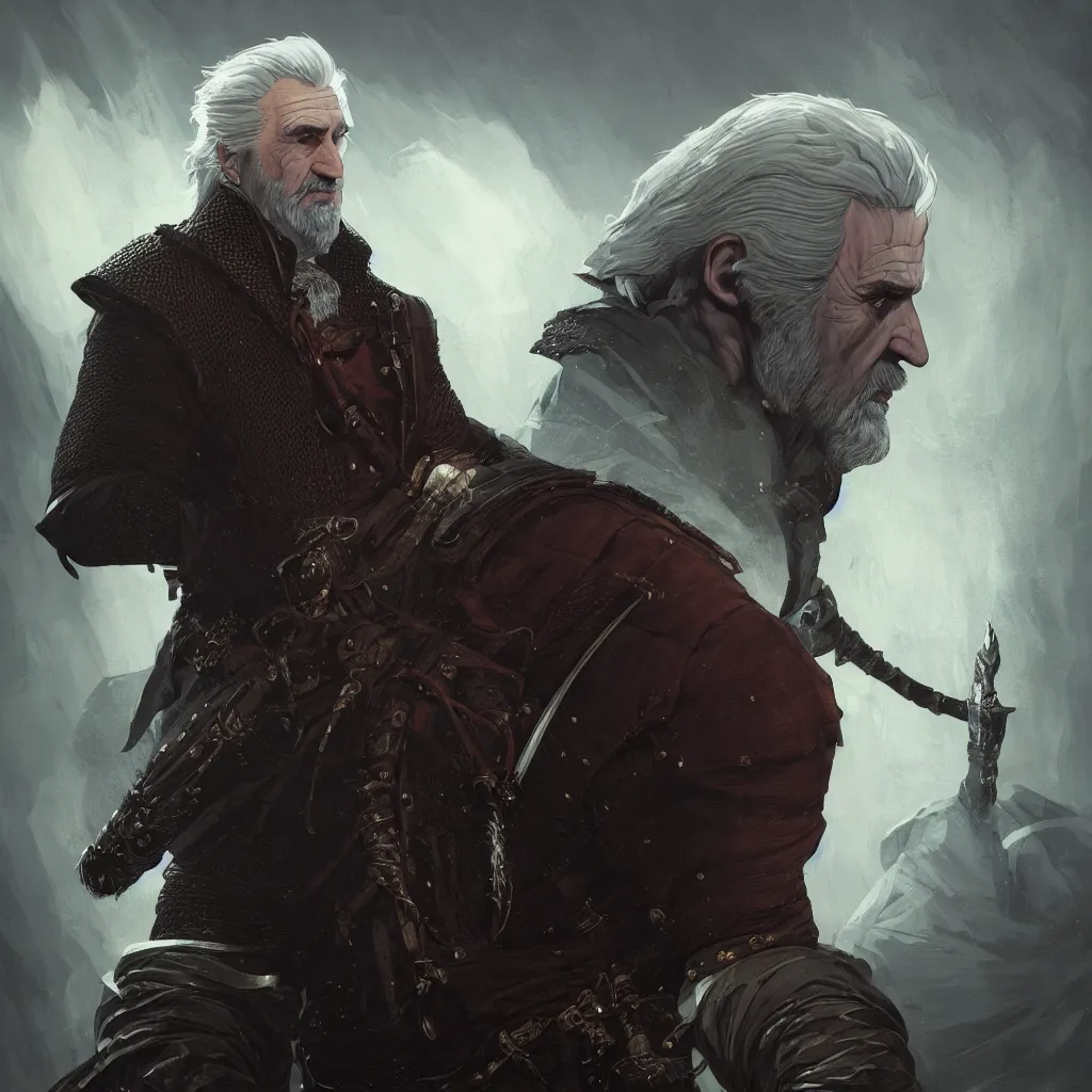 Image similar to portrait of regis from witcher 3 in a greveyard, dark atmosphere, subsurface scattering, by jesper ejsing, justin gerard, tomasz alen kopera, cgsociety and fenghua zhong, highly detailed, rim light, cinematic lighting, illustration, art, octane render, very coherent, cinematic, hyper realism, high detail, octane render, 8 k