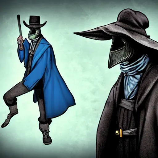 Image similar to a plague doctor with a blue robe using a magical spell, white plague doctor mask, comic book art, gta cover art, digital art, unreal engine 5