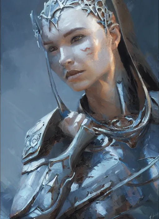 Image similar to Oil painting of a female human warrior, portrait, D&D, Magic The Gathering, by Craig Mullins, Nekro, Victo Ngai, centered, symmetrical, 8k, sharp focus