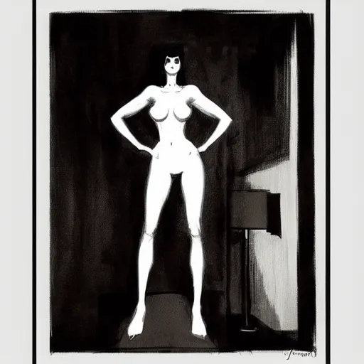 Image similar to gal godat in a noir hotel room by artgerm, jeffrey catherine jones