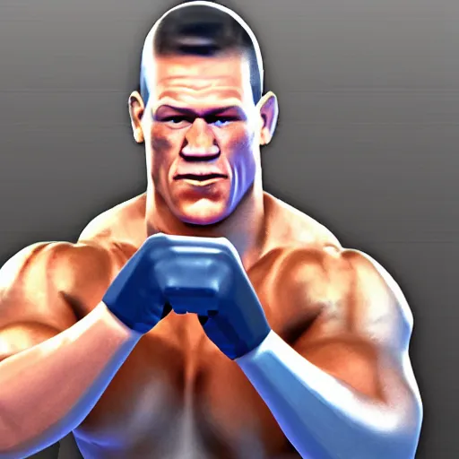 Image similar to low poly 3D render of John Cena in WWE for the PlayStation 1