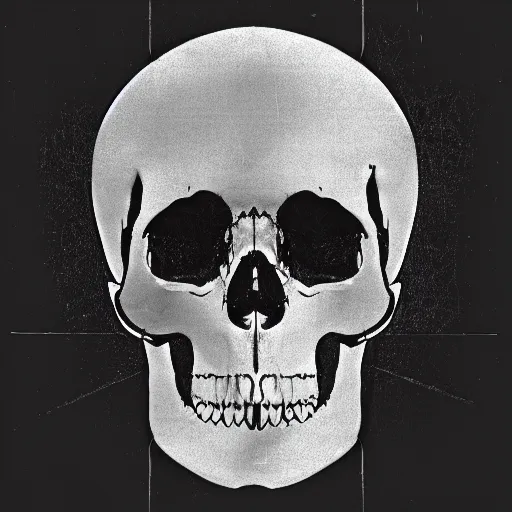 Image similar to a skull, dark negative space, data mosh, glitchcore