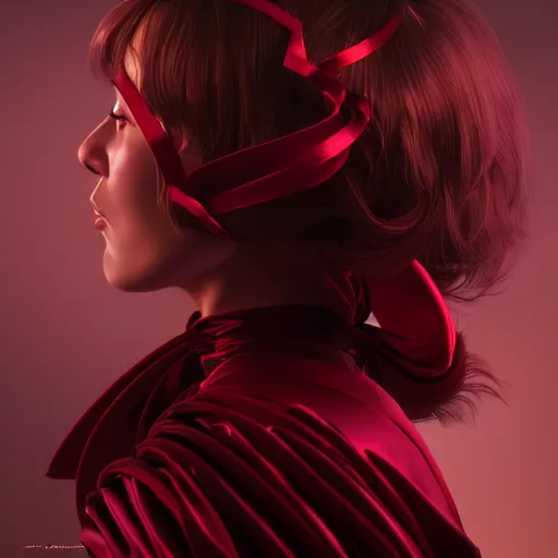 Image similar to chaotic burgundy satin ribbons instead of skin build image of beautiful face, moebius, bao pham, donato giancola, larry elmore, masterpiece, trending on artstation, featured on pixiv, cinematic composition, beautiful lighting, sharp, details, hyper - detailed, hdr, 4 k, 8 k