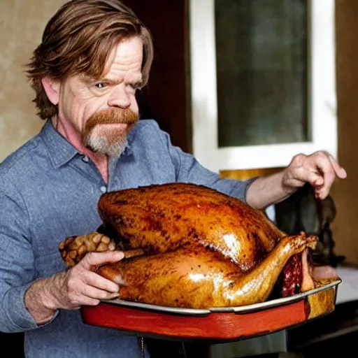 Image similar to William H Macy stuffing a turkey