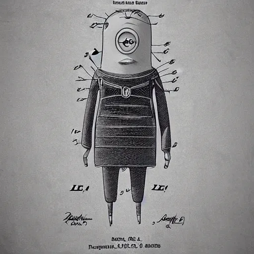 Image similar to patent drawing of the body of gru. despicable me.