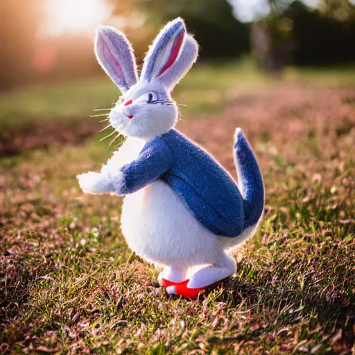 Prompt: a professional photo of bugs bunny as if he was real, f / 1. 4, 9 0 mm