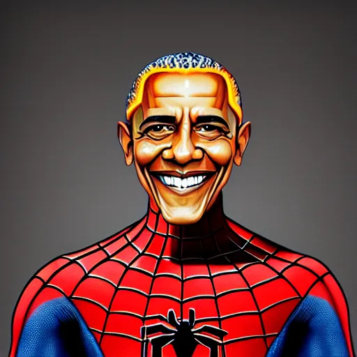 Image similar to barrack obama as spiderman, sitting on the iron throne, eating a burger, photorealistic, detailed facial portrait