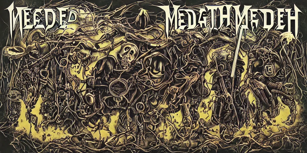 Prompt: megadeth album cover by pushead