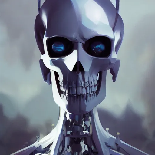 Prompt: robot with white hair holding skull, by makoto shinkai, greg rutkowski, artstation, high detailed, cgsociety,