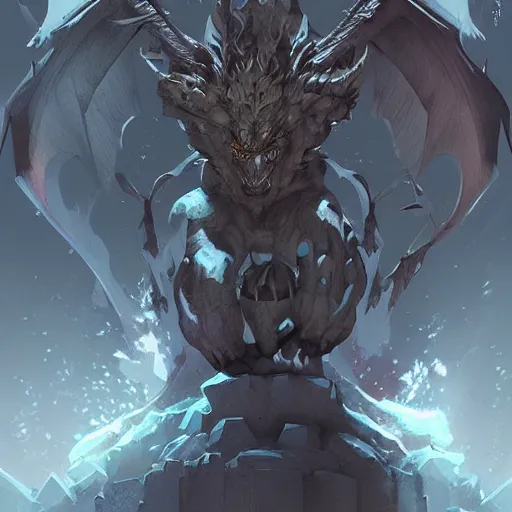 Prompt: gargoyle, demonic, stone (metered, fast),digital art,by rossdraws ,detailed