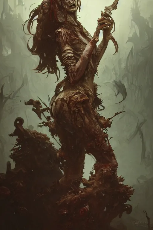 Image similar to photography of decrepit zombie, deep focus, d & d, fantasy, intricate, elegant, highly detailed, digital painting, artstation, concept art, matte, sharp focus, illustration, hearthstone, art by artgerm and greg rutkowski and alphonse mucha