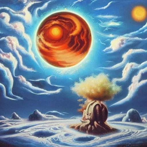 Image similar to surrealism in space by bob ross