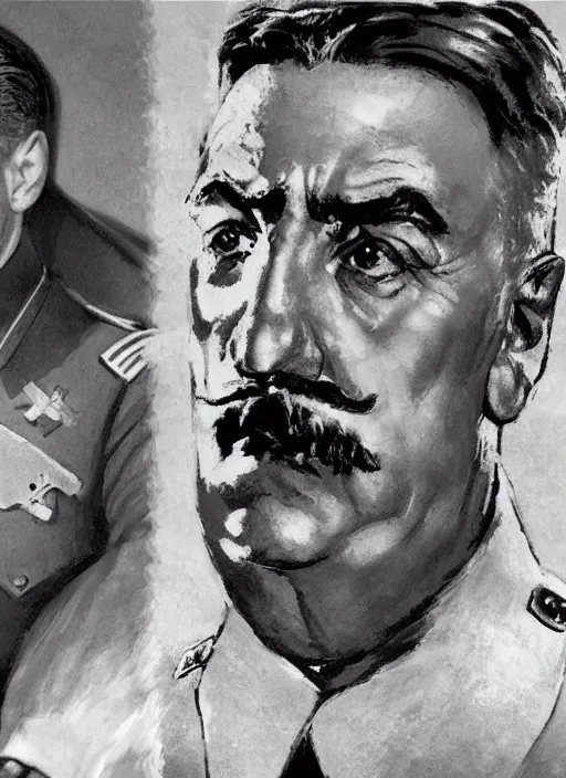 Prompt: poster called joseph stalin vs adolf hitler, 8 k, hd, art by craig mullins