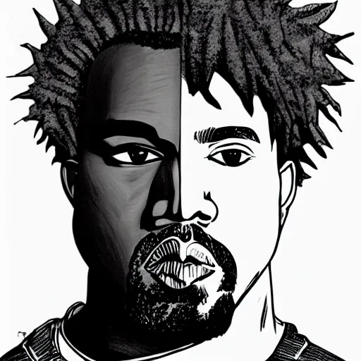 Image similar to kanye west drawn in the style of my hero academia