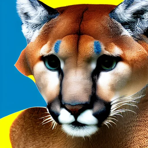 Image similar to blue and yellow icon of a cougar