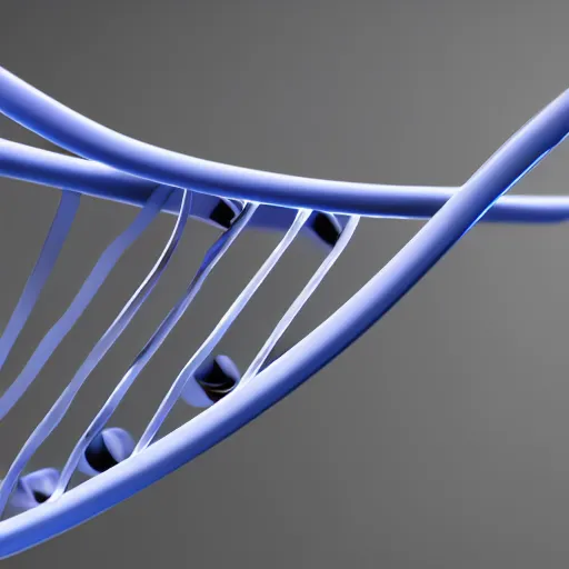 Image similar to DNA helix, blue and grey, studio light, octane render, soft filter