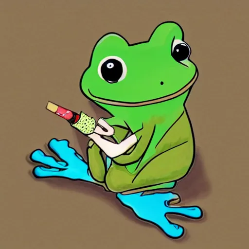 Prompt: frog smoking a joint