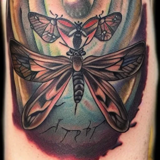 Prompt: hyper realistic insect tattoo,