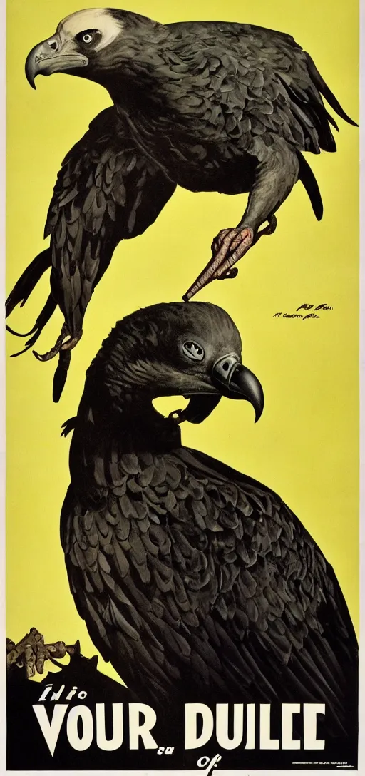 Image similar to vulture look in 1940s propaganda poster