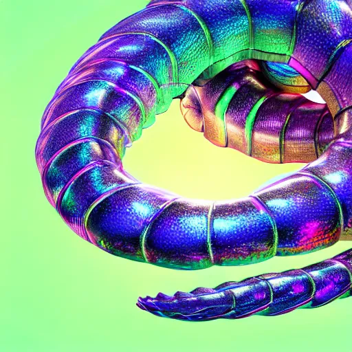 Prompt: a human form, made of pure digital light, encircled by a giant iridescent serpent, hyper detailed, ultra fine colored inking lines, arnold render, 4 k extremely photorealistic