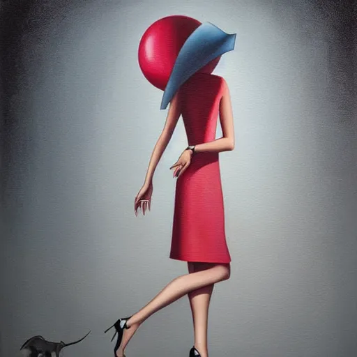 Image similar to a painting of a stylish person in the future, an ultrafine detailed painting by rafal olbinski, behance contest winner, pop surrealism, detailed painting, very detailed, minimalist, skeuomorphic, airbrush art