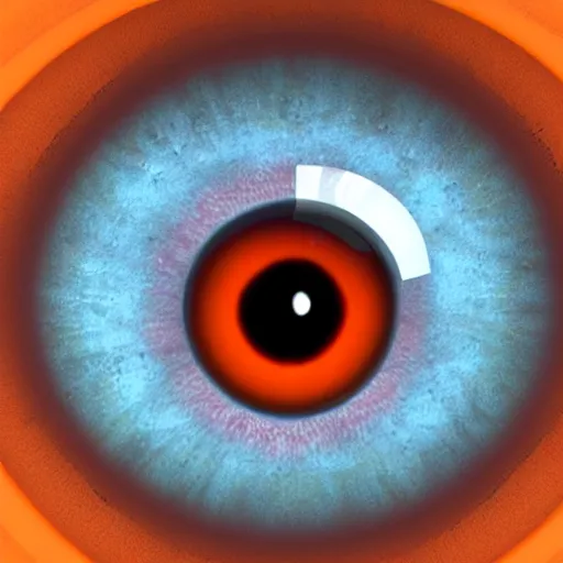 Image similar to 3 d render of an eyeball with a carrot lodged into the iris, realistic