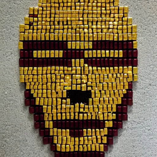 Prompt: a portrait of iron man, made of a lot of nespresso capsules, mosaic