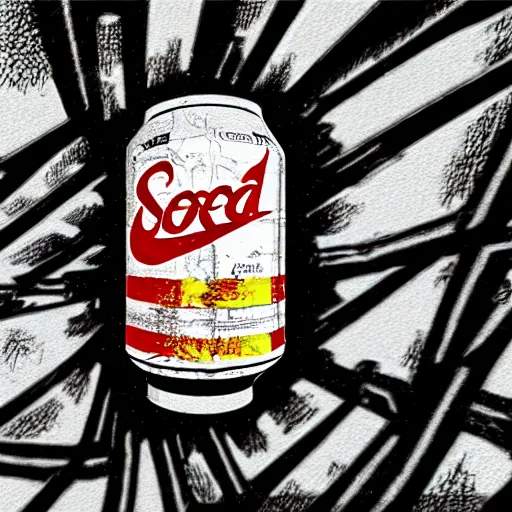 Prompt: 8 k capture scan of soda can in style of half - life, high textured, conceptual, intricate detailed painting, illustration sharp detail, manga 1 9 9 0