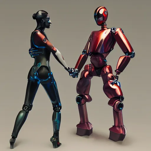 Prompt: A hyper real comic book style portait painting of a robot dance couple, brazilian art style, unreal 5, hyperrealistic, octane render, cosplay, RPG portrait, dynamic lighting