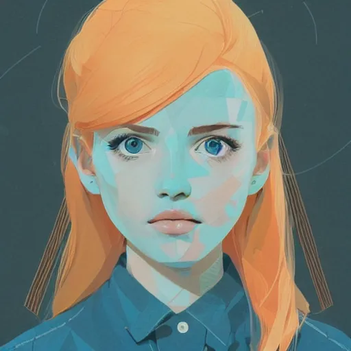 Prompt: Beautiful girl with a blond hair and blue eyes profile picture by Sachin Teng, asymmetrical, Organic Painting , Matte Painting, geometric shapes, hard edges, street art, trending on the artstation, realistic:2 by Sachin Teng:4, blur: -4