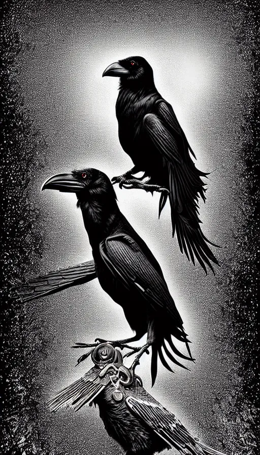 Image similar to epic professional digital art of raven bird that is a human by dan hillier and julia deville