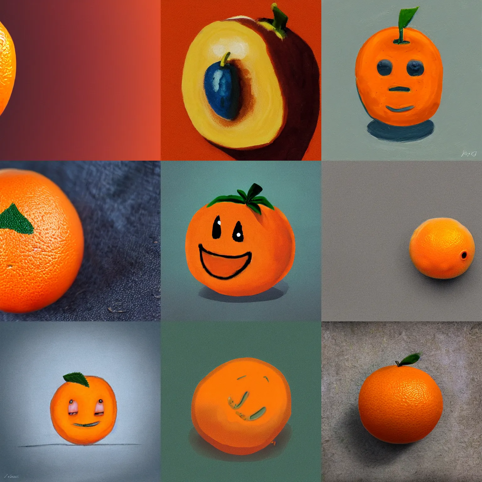 Prompt: a depressed tangerine with ptsd