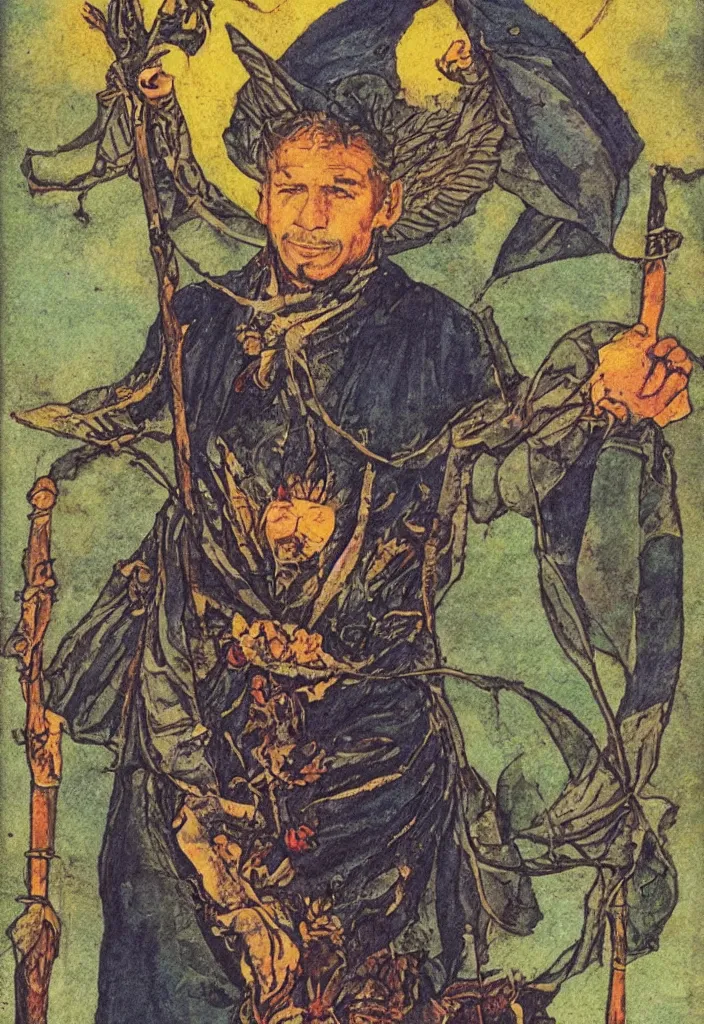 Image similar to Ian Goodfellow on a tarot card tarot major arcana