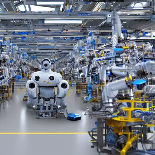 Image similar to photograph of a robot factory, 4K