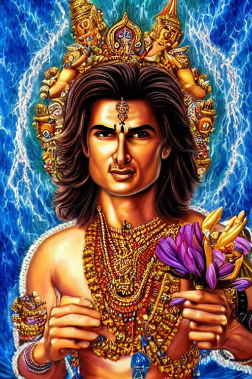 Prompt: hyperrealistic artwork depiction of the Hindu God Vishnu Tom Cruise