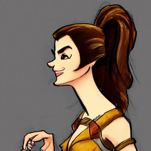 Image similar to milt kahl sketch of victoria justice with done up hair, tendrils and ponytail as princess padme from star wars episode 3