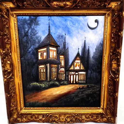 Image similar to gothic mansion oil painting