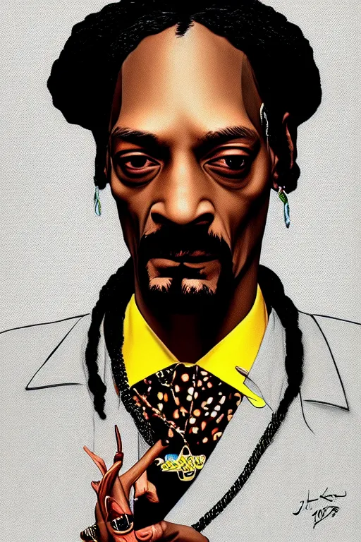 Image similar to portrait of a pimp snoop dogg by james jean by ilya kuvshinov kintsugi