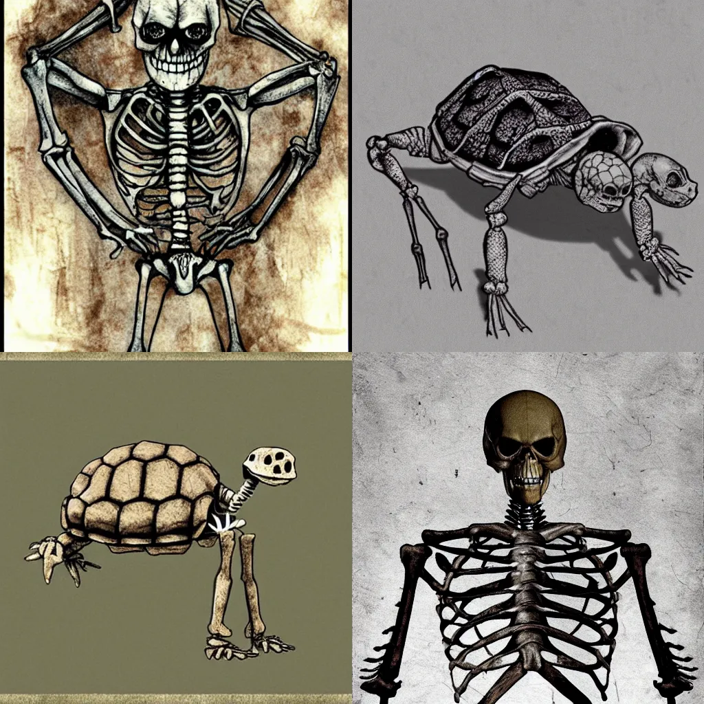 Prompt: silent hill 3 skeleton turtle